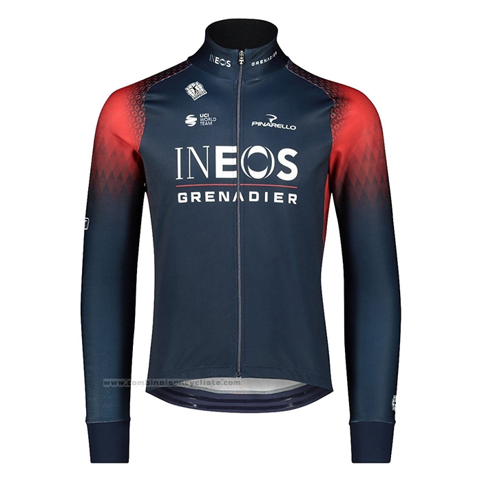 2022 Maillot Cyclisme Ineos Grenadiers Fonce Bleu Manches Longues et Cuissard